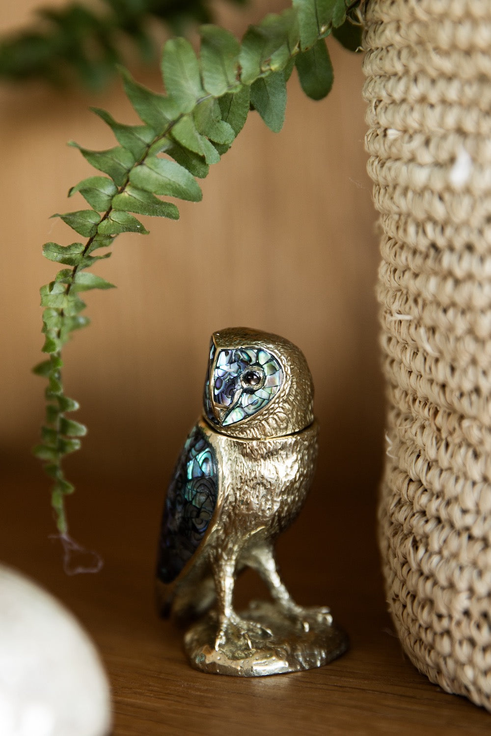 Boîte animal chouette cadeau déco artisanal lifestyle nacre naturelle laiton recyclé décoration luxe fait main cadeaux fête des mères original uniqu